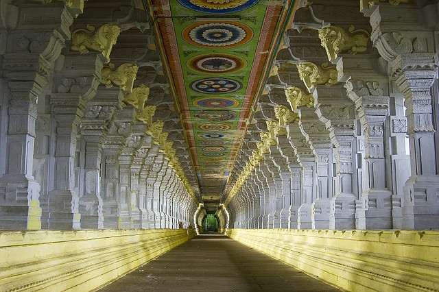 Corridor of Ramnathswamy temple Rameshwaram Tamil Nadu