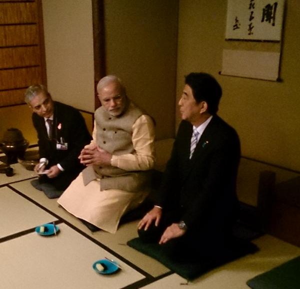 Narendra Modi Tea Ceremony Japan hosted by Shinzo Abe