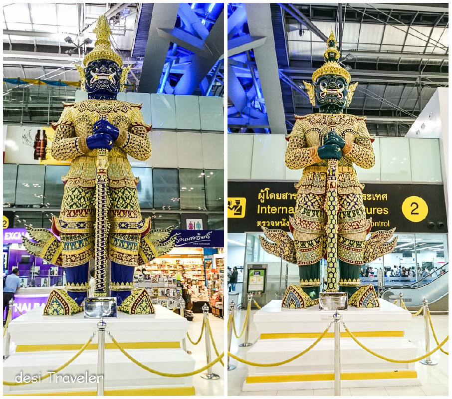 Ravan  sculpture at Suvarnabhumi airport  immigration Bangkok Thailand