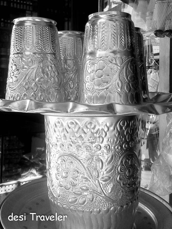 steel glasses with islamic art