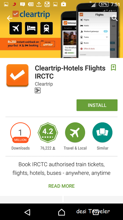 Cleartrip app for android