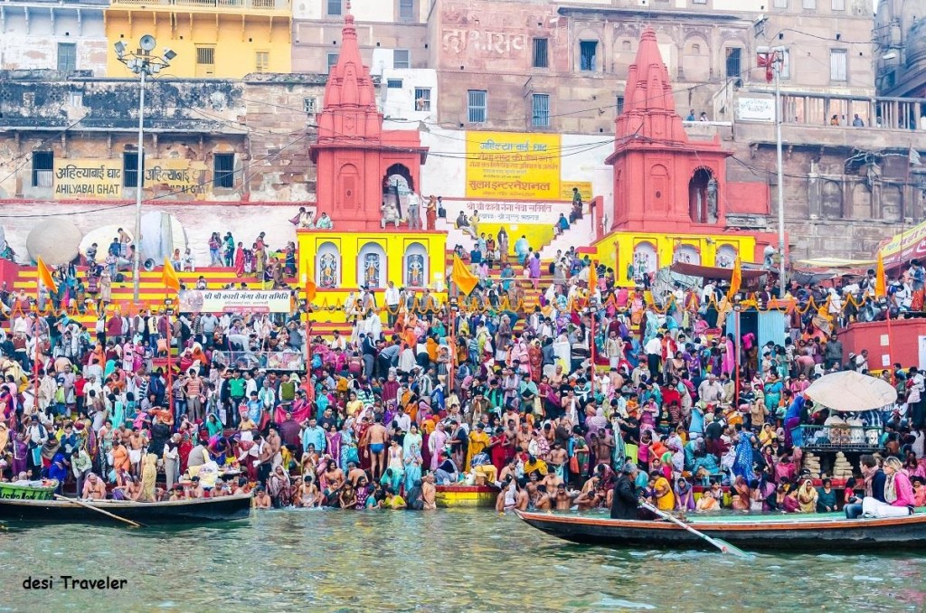 Pilgrims on Varanasi Ghats Sunrise Boat ride