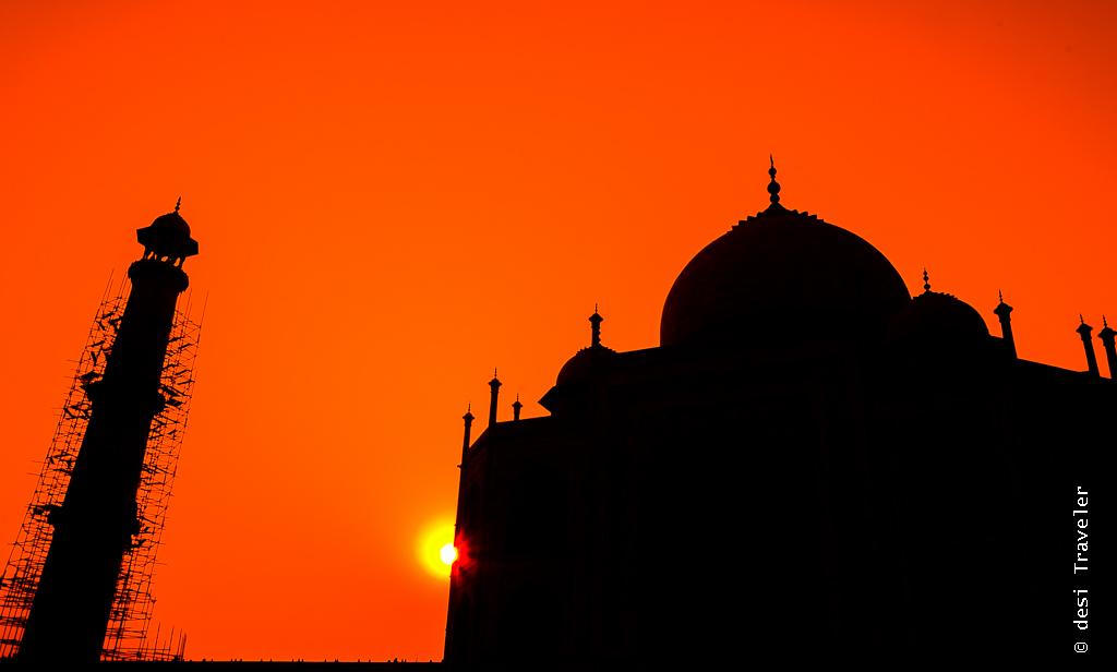 Sunset Taj Mahal Silhouette 
