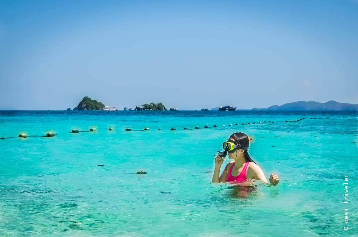 Woman snorkeling Koh Chang Thailand Waters