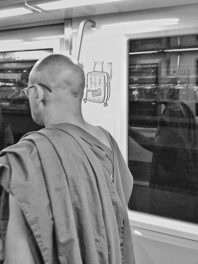 The Monk Who Took The Train at Changi Airport Singapore