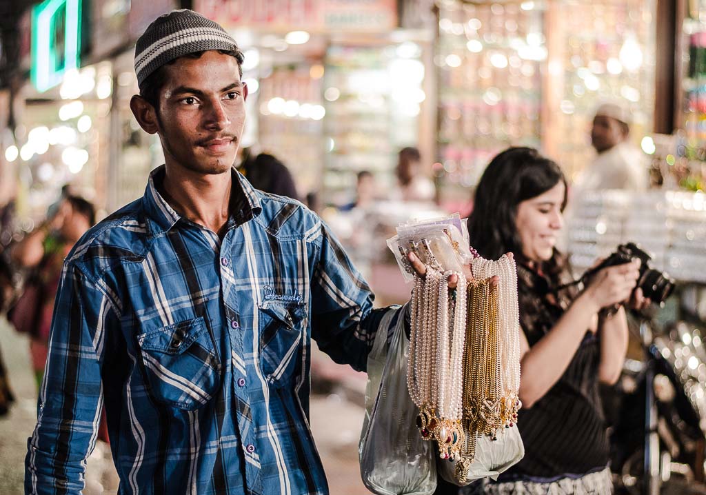Pearl seller near Charminar Hyderabad 