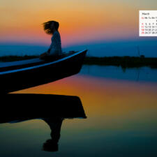 March 2018 Calendar Desktop Wallpaper - Inle Lake Myanmar