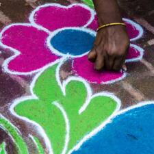 Making Rangoli Designs in India