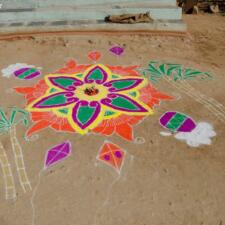 Rangoli Making For Sankranti Celebrations in Bhoodan Pochampally Village